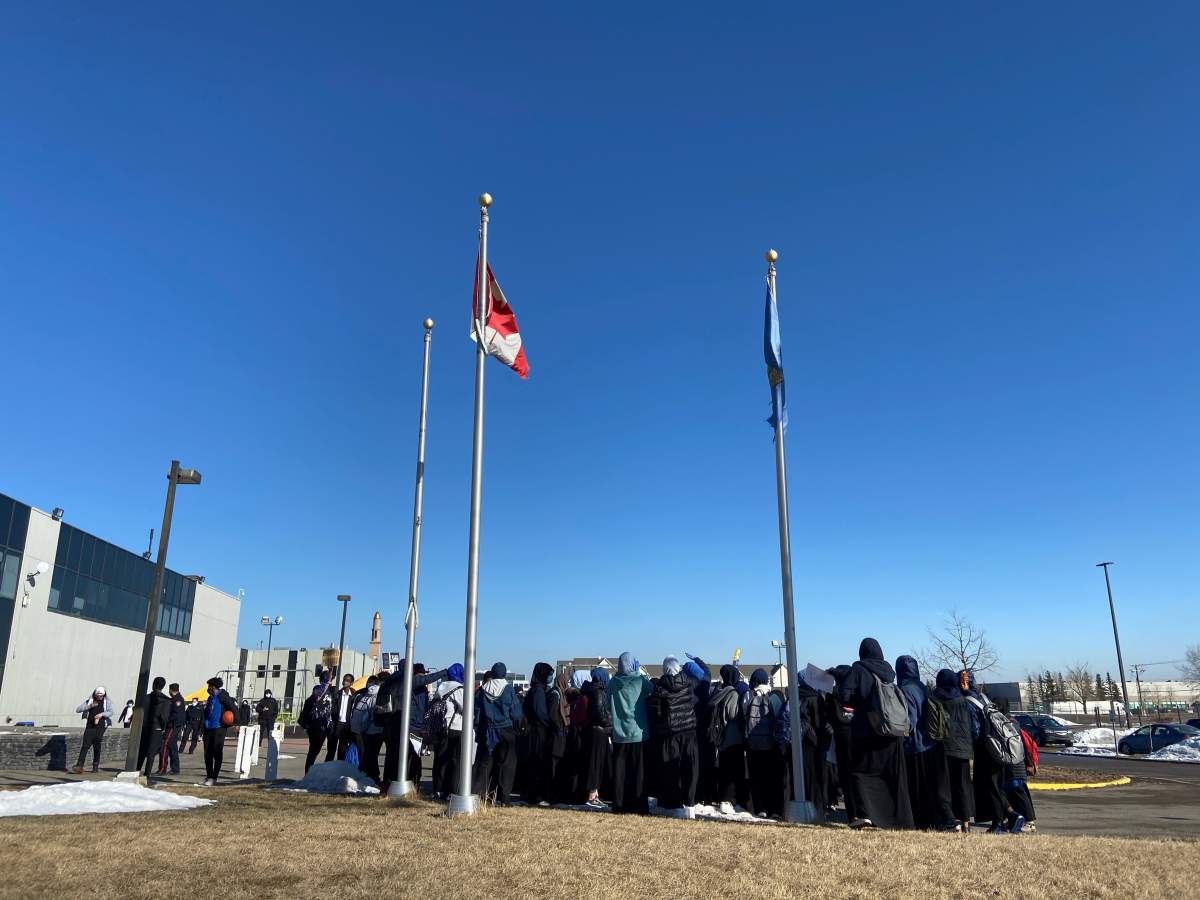 Calgary Islamic School Akram Jomaa Campus staged a walkout Tuesday to have their voiced heard about racism experienced at their school. 