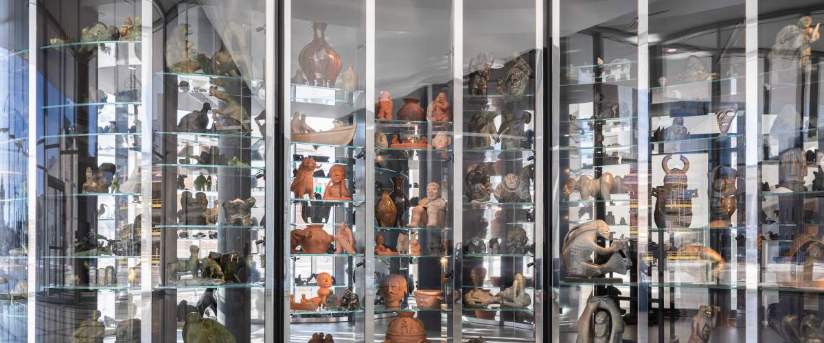 A visible vault of Inuit art inside Qaumajuq at the Winnipeg Art Gallery.