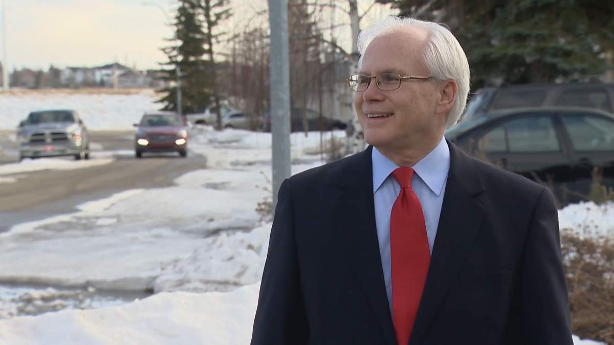 John Roggeveen, the new interim leader of the Alberta Liberals, talks to Global News in Calgary on Saturday, March 6, 2021.