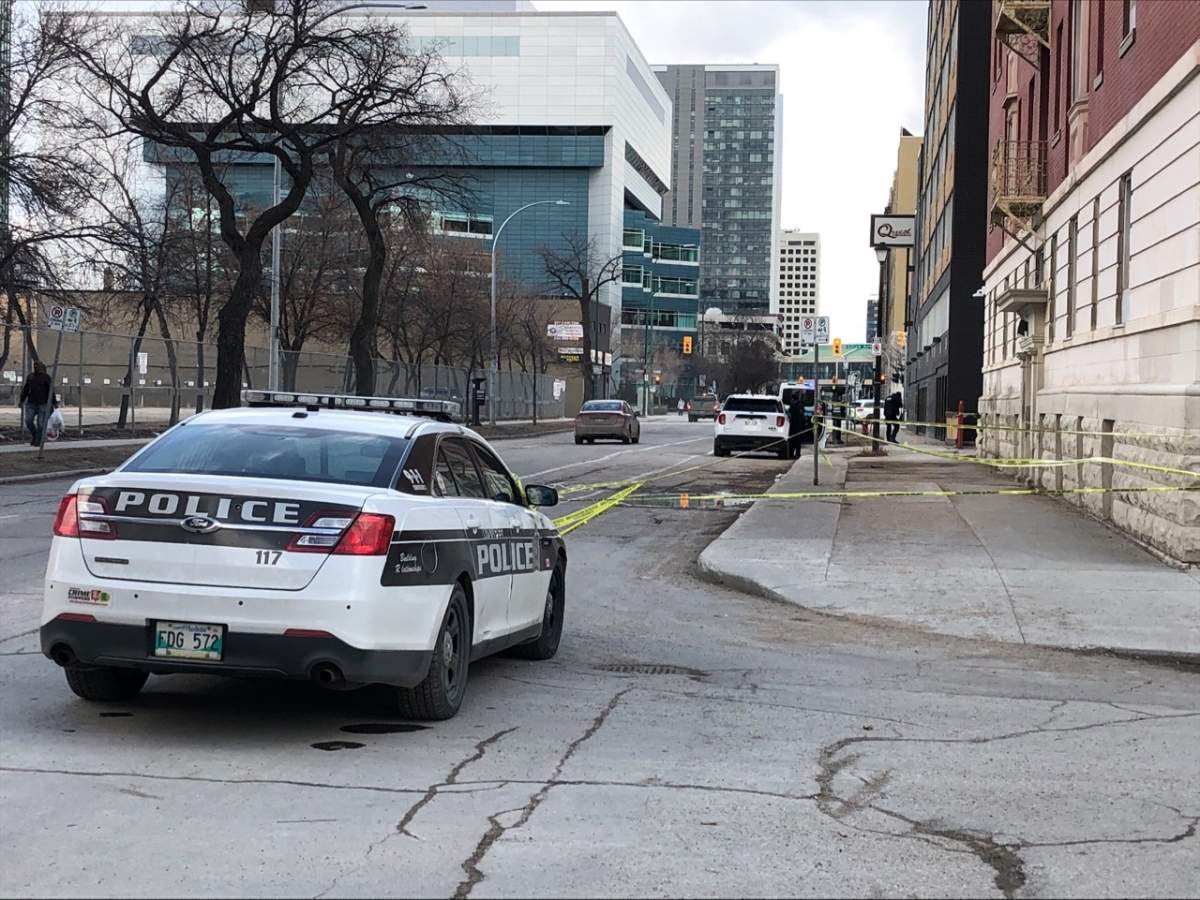 Police are on scene investigating an assault in the area of Carlton Street./GLOBAL NEWS.