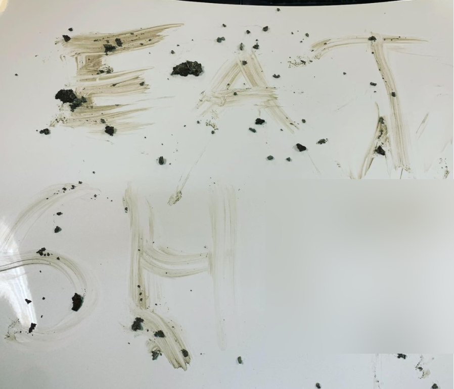 Pad Thai Restaurant owner Claire Venevongsa says she was shocked to find a vulgar note left on her vehicle after leaving work Wednesday night. Global News has blurred the photo.