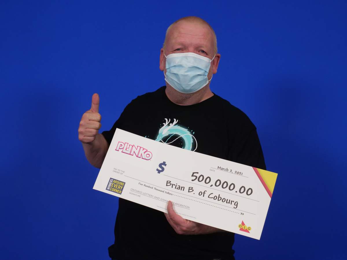 Brian Beckman of Cobourg won $500,000 playing the OLG’s Plinko game.