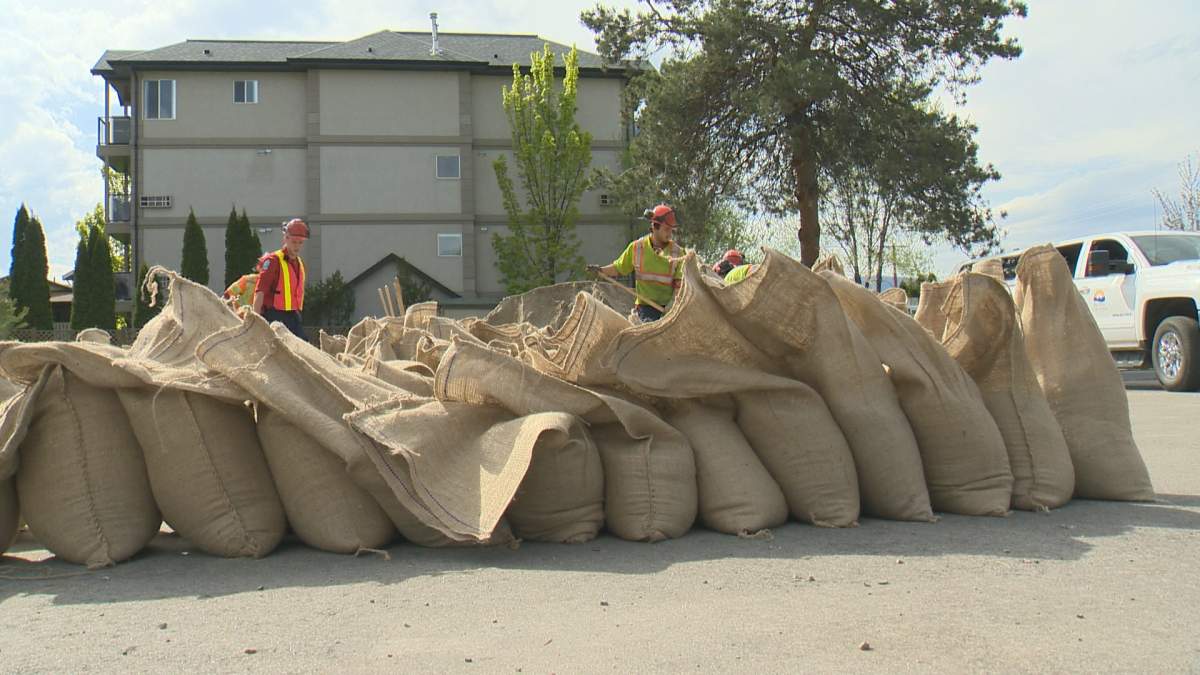 A file photo of sandbags. The City of West Kelowna says eight self-serve sandbag stations will be set up throughout the city by Friday, March 12.