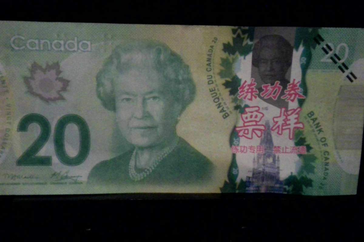 OPP say a bunch of fake $20 and $50 bills were found on the street in Simcoe on Friday.