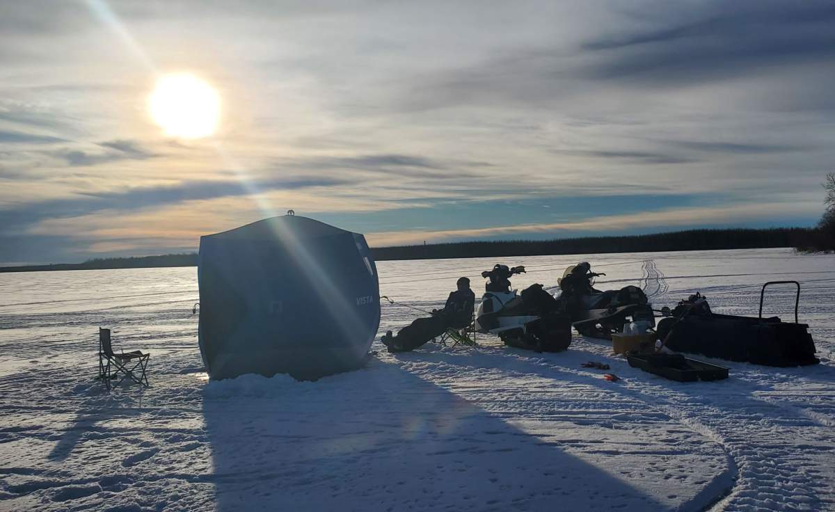 The ice fishing season ends in Ontario in March.