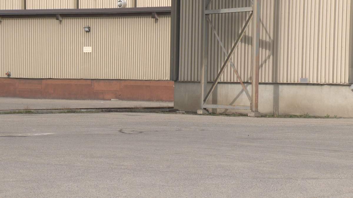The location where the body of a deceased man was discovered on Monday morning, in Kelowna’s industrial zone.