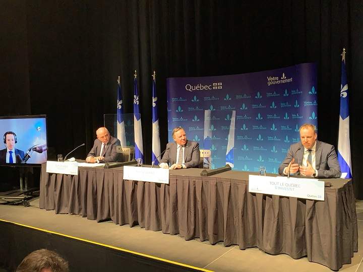 Quebec Premier François Legault announces $54 million investment in information technology firm AppDirect. Thursday, March 18, 2021.