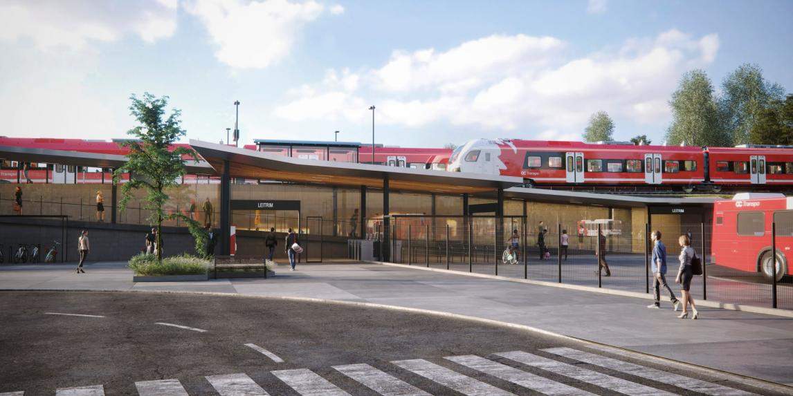 A rendering of Leitrim Station along the southern extension of Ottawa's light-rail transit system.