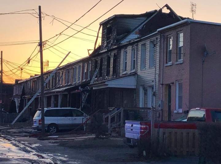 The aftermath following a fire that broke out at a home on Olive Avenue in Oshawa.