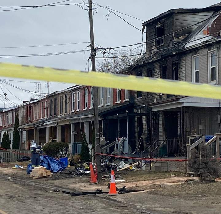 A photo of the aftermath following a fatal house fire in Oshawa on Olive Avenue that killed four people. Taken on March 24, 2021.