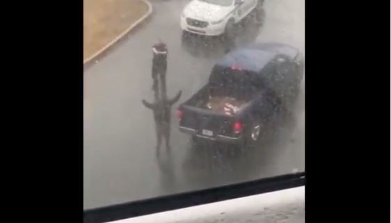 A video posted on Twitter shows an incident between a Halifax Regional Police officer and a man at a Halifax parking lot on March 26, 2021.