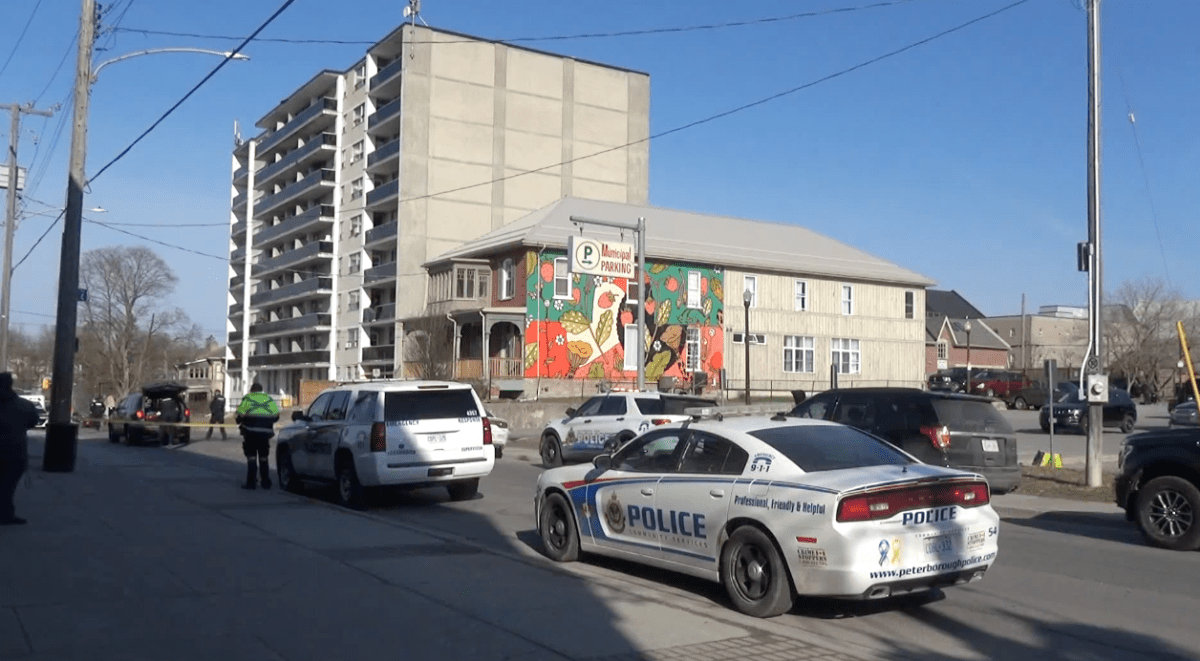 Brock Street is closed as Peterborough police negotiate with a distressed man at Brock Towers on Tuesday morning.