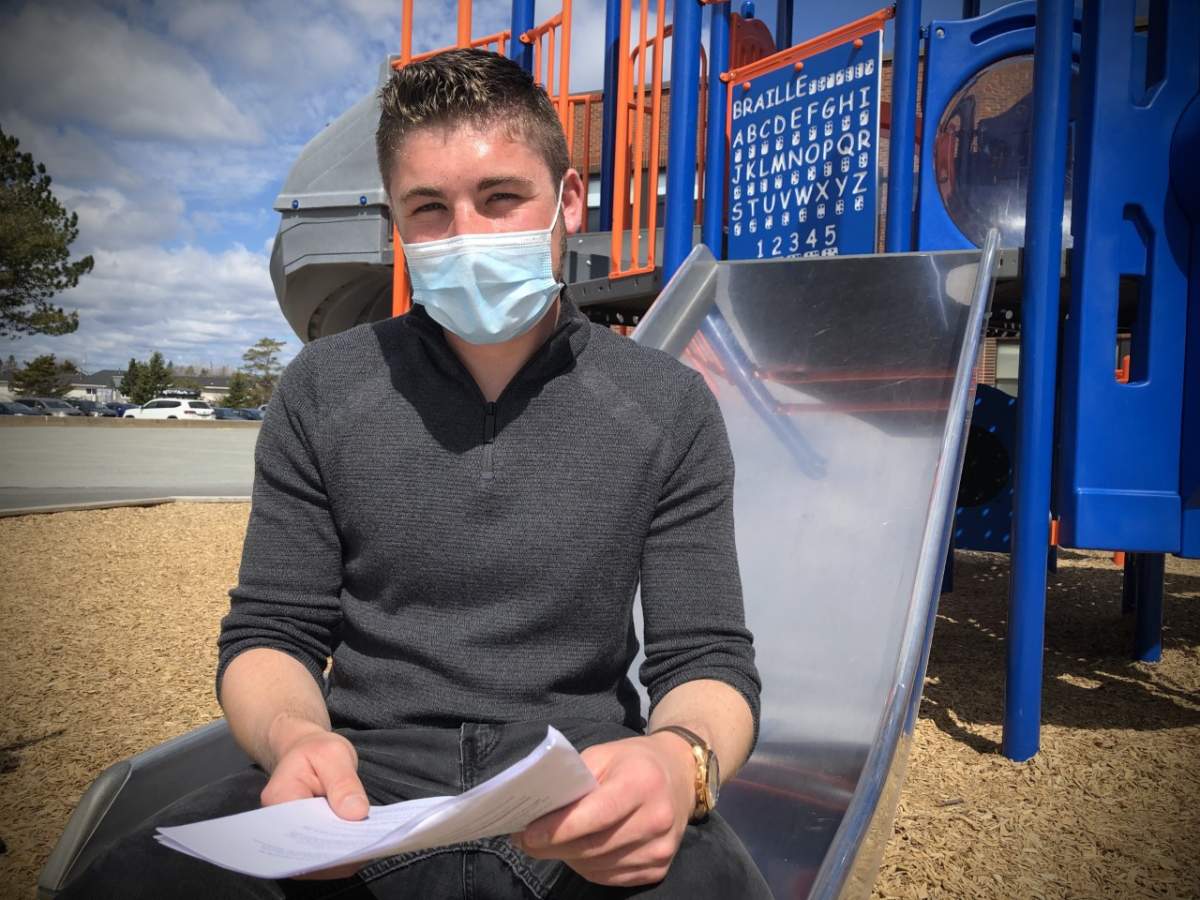 Corey Myers is an early childhood educator at the Tallahassee Early Learning Centre in Eastern Passage, N.S. He's seen here on April 28, 2021 -- one day after the provincial government announced daycares would remain open during the third wave of the pandemic.