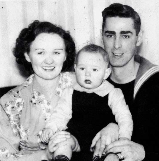Family photo of Doris Wortman (left) Neil Wortman (centre) and Stanley Wortman (right). Photo taken approximately 1944.
