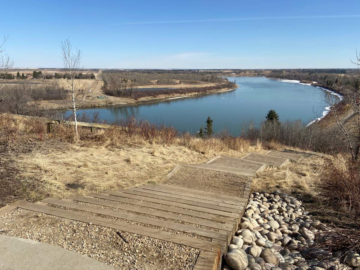 The area where the proposed footbridge would be built in northeast Edmonton, roughly along the alignment of 167 Avenue in Edmonton and Township Road 540 in Strathcona County.
