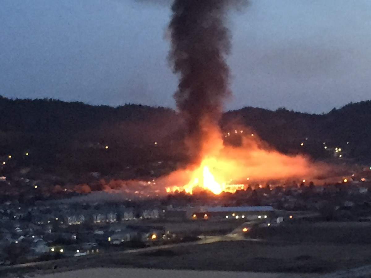 A building under construction in Kelowna caught fire April 6, 2021.