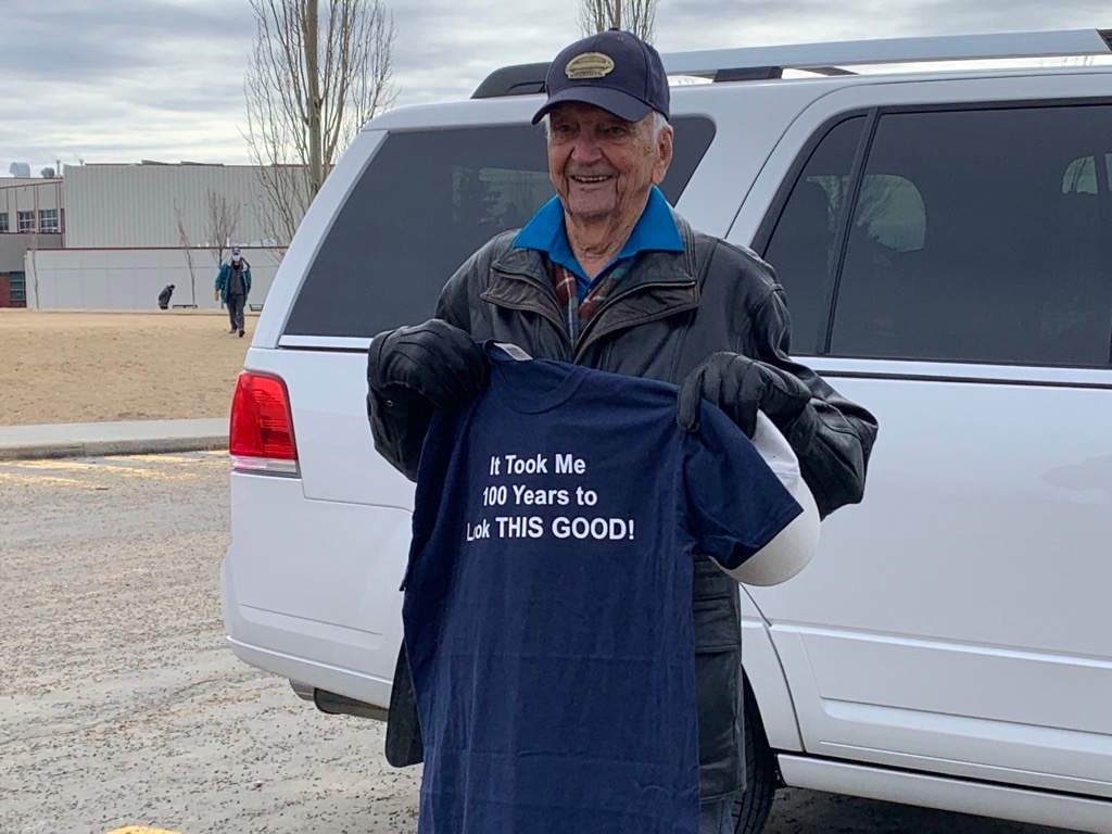 A C-130 Hercules flyover was planned to mark Wallace “Wally” James Simpson’s 100th birthday in Edmonton Friday, April 2, 2021.