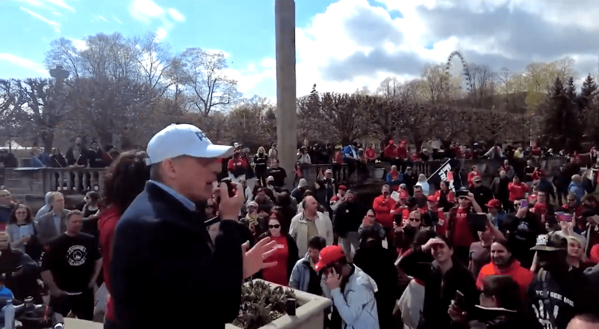 Police have laid charges tied to an anti-lockdown rally in Niagara Falls on Saturday April 17, 2021. 