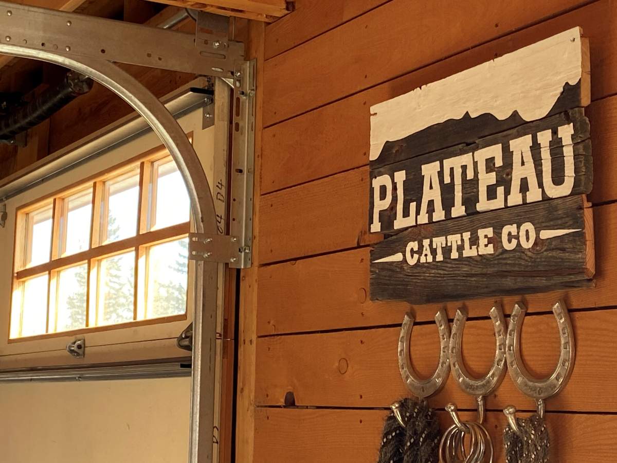 A sign in the Nanton-area barn.