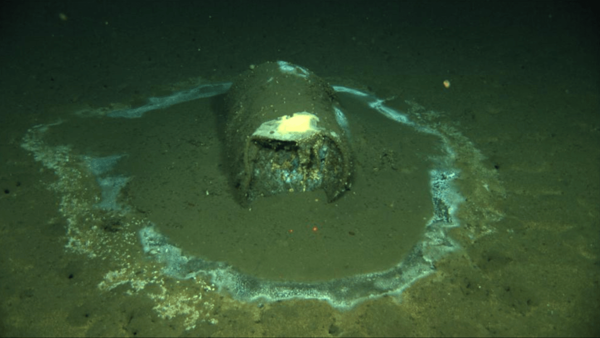 Barrel on bottom of ocean