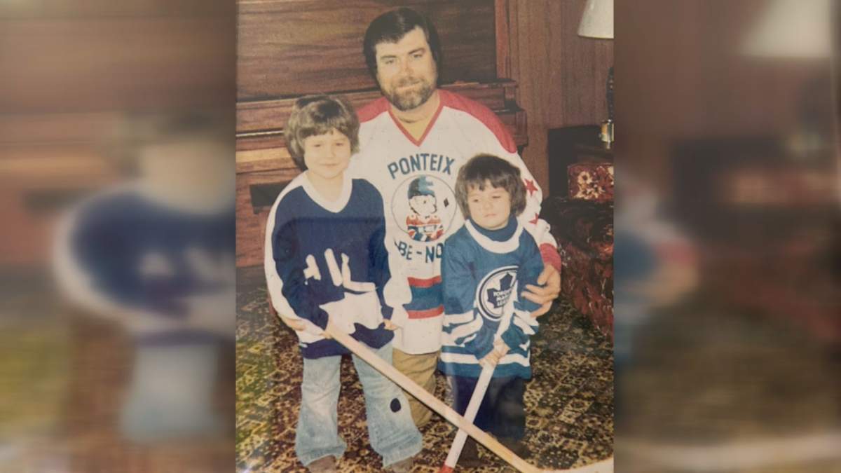A family photo of brother Richard (left), father Denis (middle) and Patrick (right). While wearing a Toronto Maple Leafs jersey, Denis said his son’s favourite team growing up was the Pittsburgh Penguins.