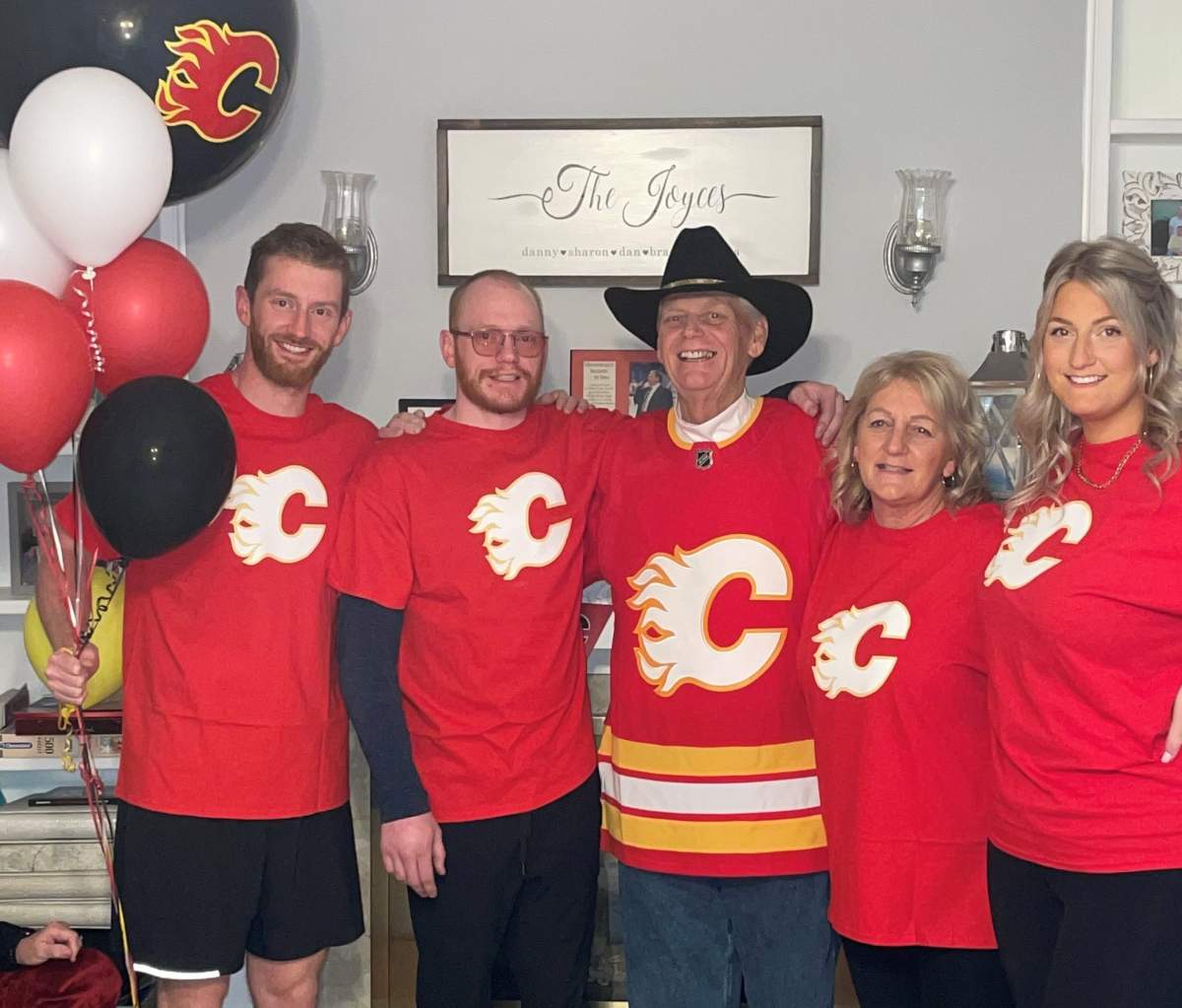 The Joyce family proudly showing off their favourite team’s jerseys.