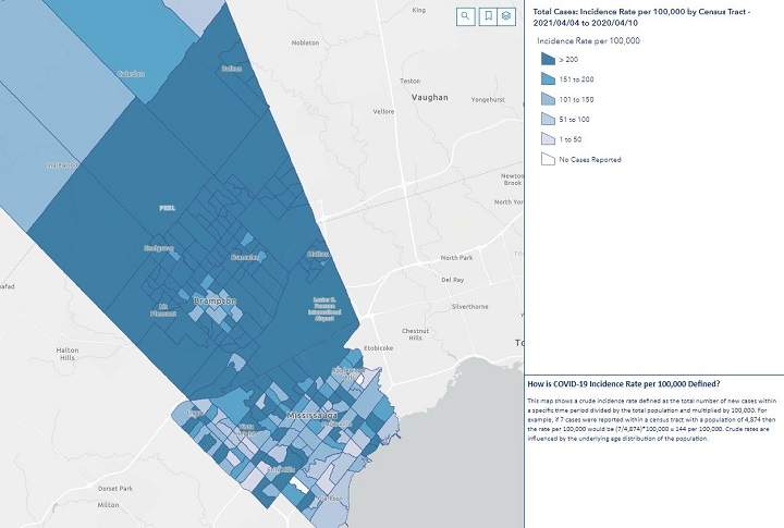 Peel Region’s incidence rate per 100,000.