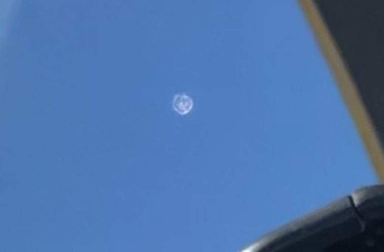 An alleged UAP is shown in this image shared by journalist George Knapp, which was allegedly captured from a fighter cockpit on March 4, 2019 in Virginia.