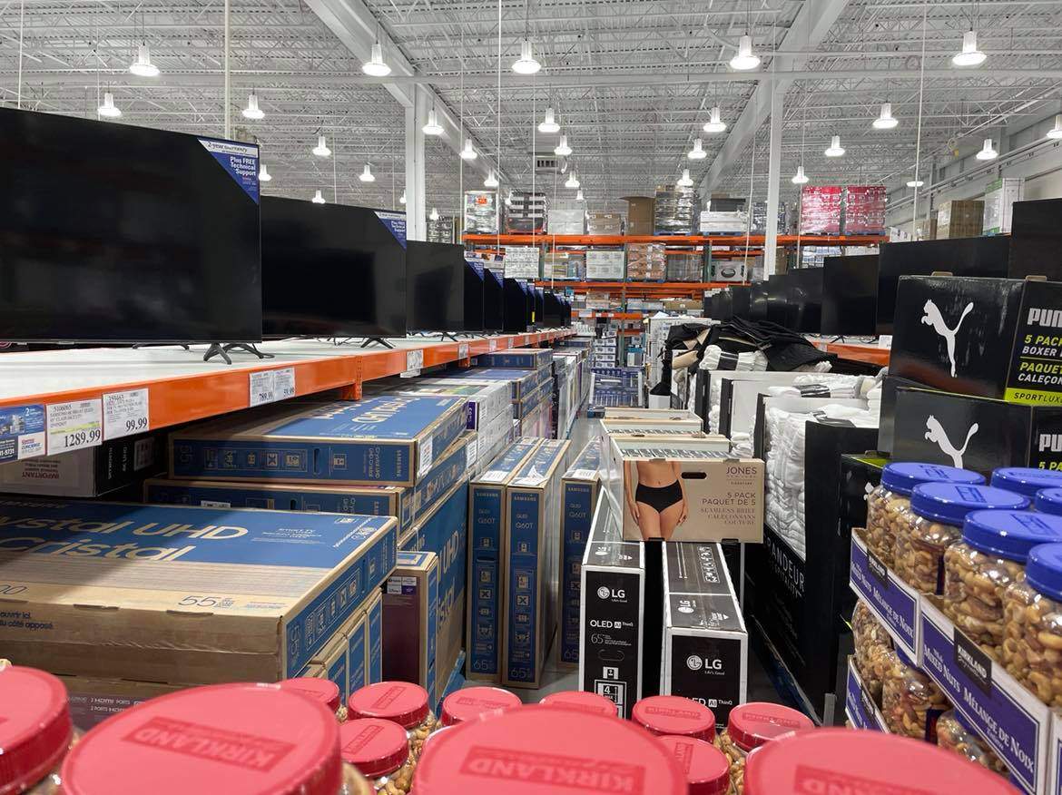 A Costco in Toronto’s East York neighbourhood blocks off all non-essential items.