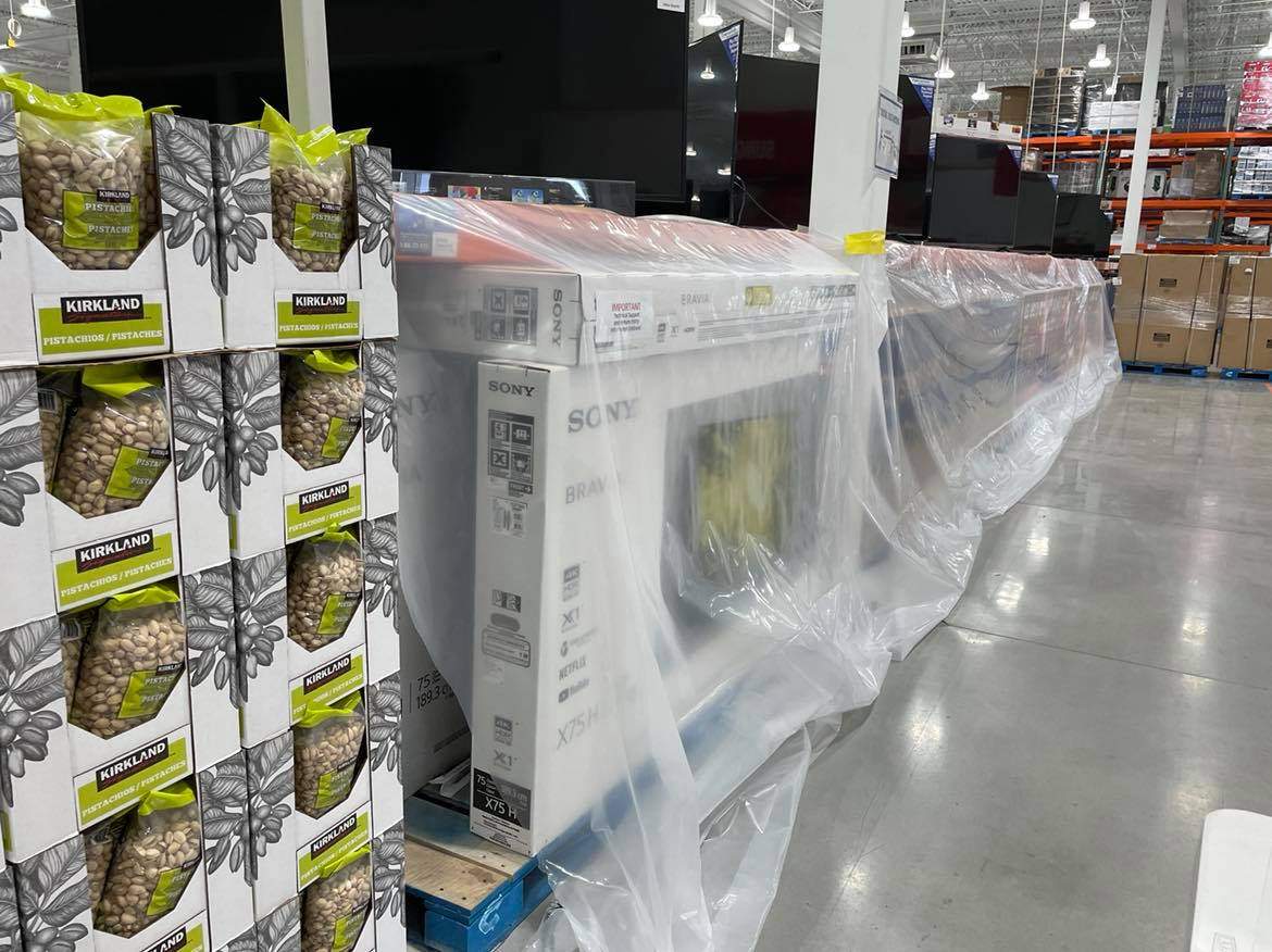 A Costco in Toronto’s East York neighbourhood blocks off all non-essential items.