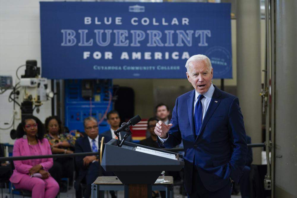 President Joe Biden delivers remarks on the economy at the Cuyahoga Community College Metropolitan Campus, Thursday, May 27, 2021, in Cleveland.