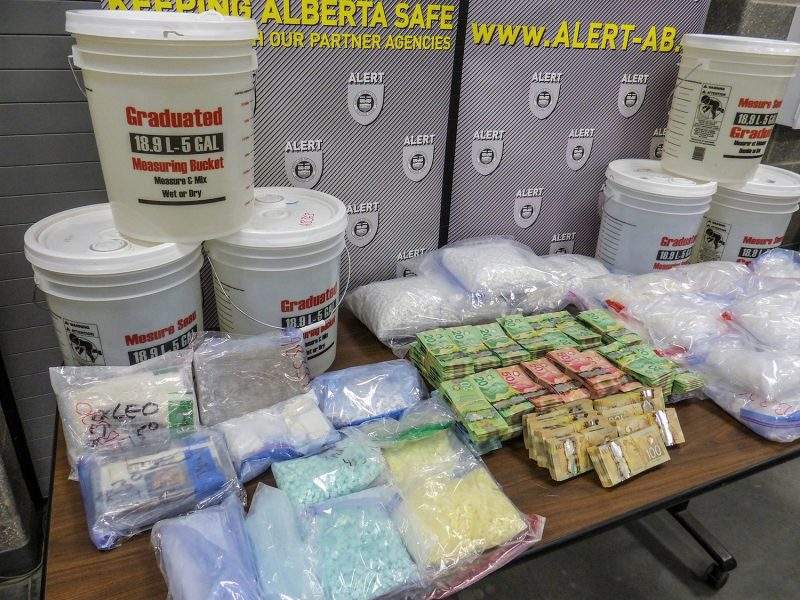 ALERT said the amount of meth and fentanyl pills seized was among the biggest busts it has seen in Calgary.