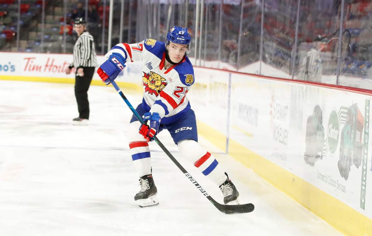 Connor Olson scored two goals and 12 points in 31 games with the Moncton Wildcats during the 2020-21 QMJHL season.