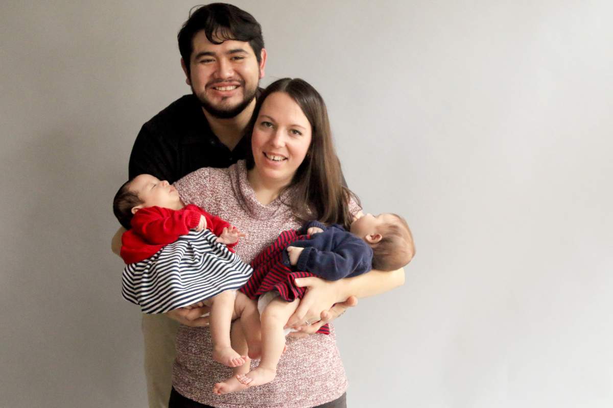 Ashley Espinoza with her husband, Christofer, and their twin girls Amelia and Adalyn in 2016.