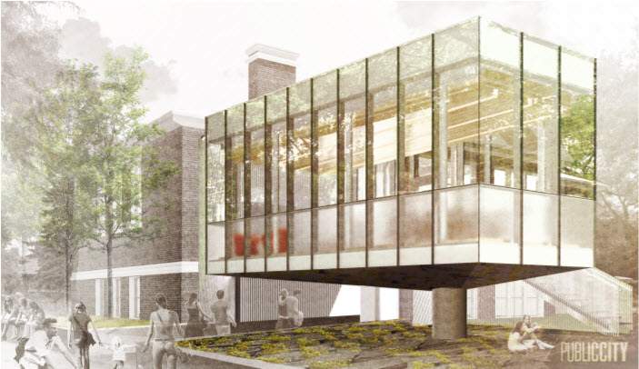 An artist's rendering of the upgraded Cornish Library prior to renovations.