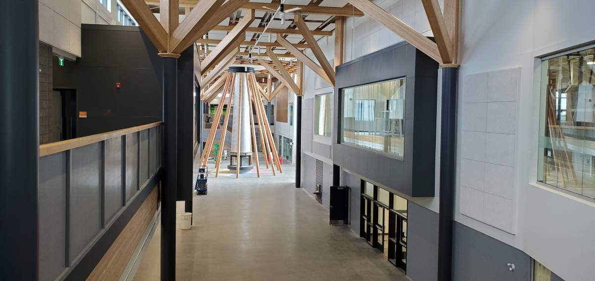 The main hallway at Dr. Anne Anderson School, a new high school in southwest Edmonton’s Heritage Valley area.