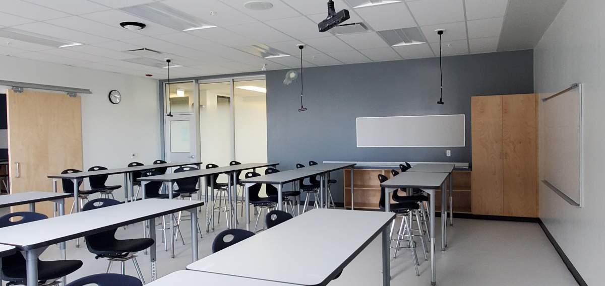 A classroom inside Dr. Anne Anderson School, a new high school in southwest Edmonton’s Heritage Valley area.