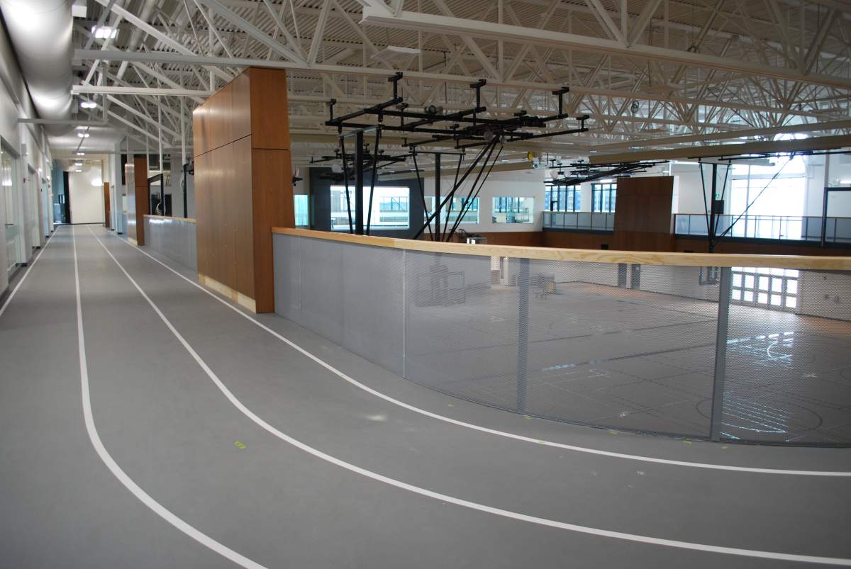 The running track at Dr. Anne Anderson School, a new high school in southwest Edmonton’s Heritage Valley area.