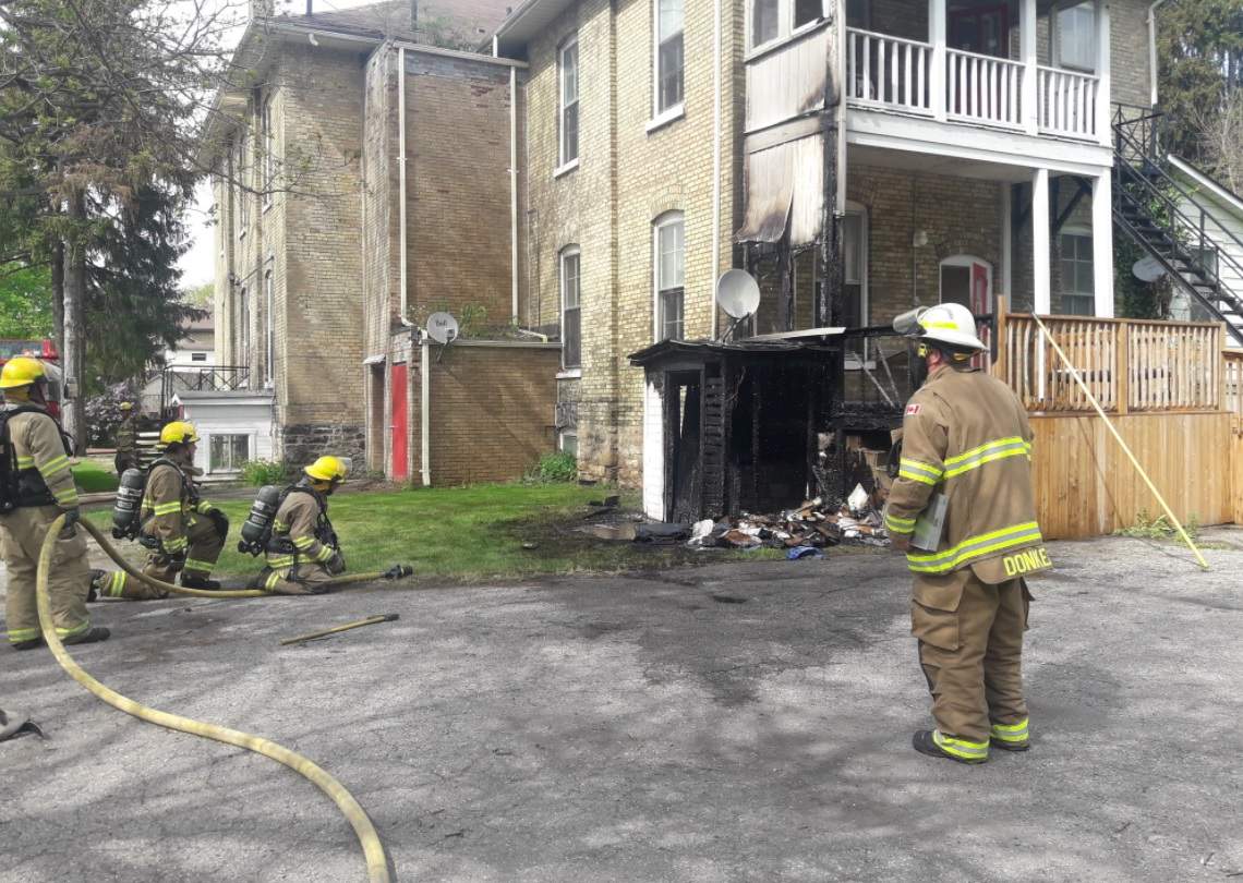Members of the St. Thomas Fire Department at Walnut Manor on May 19, 2021.