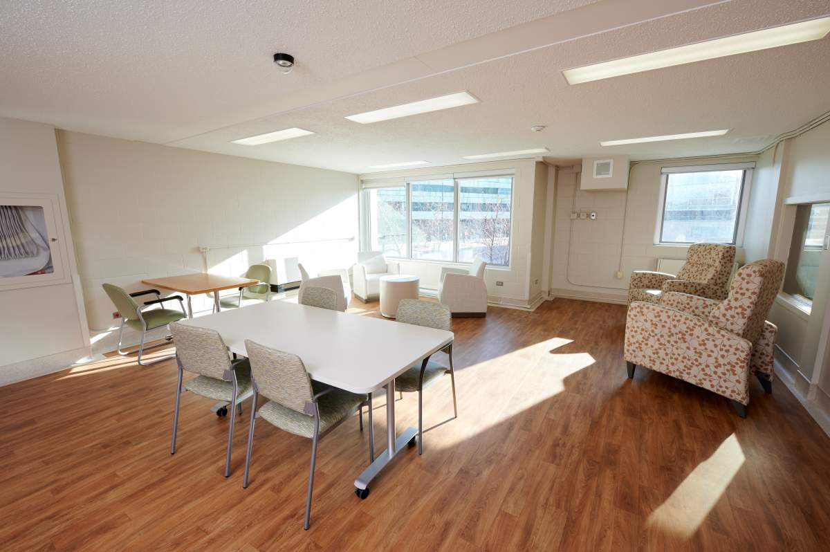 A family room at St. Boniface Hospital's McEwen Building following renovations.