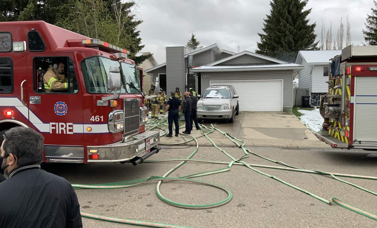 A fire broke out in a home at 1828 35 St. in southeast Edmonton’s Daly Grove neighbourhood on Wednesday, May 19, 2021.