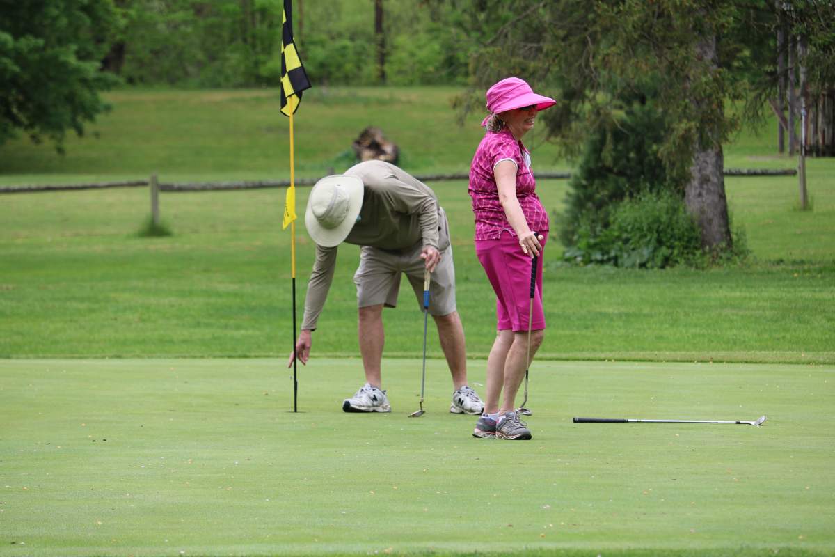 Bernie and wife Gloria were also happy to get out on the golf course at East Park London on Saturday, May 22, 2021