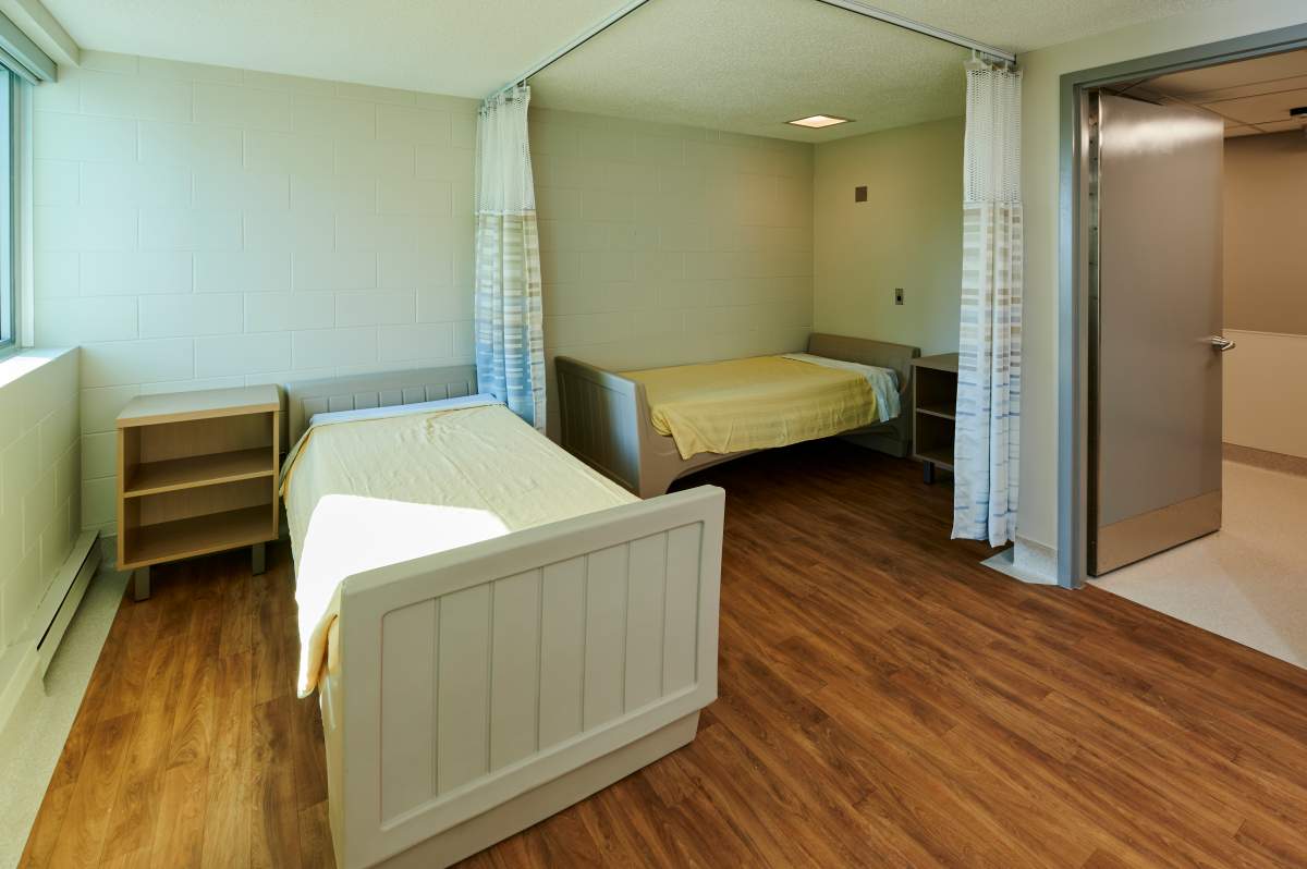 An inpatient bedroom at St. Boniface Hospital’s McEwen Building following renovations and upgrades.