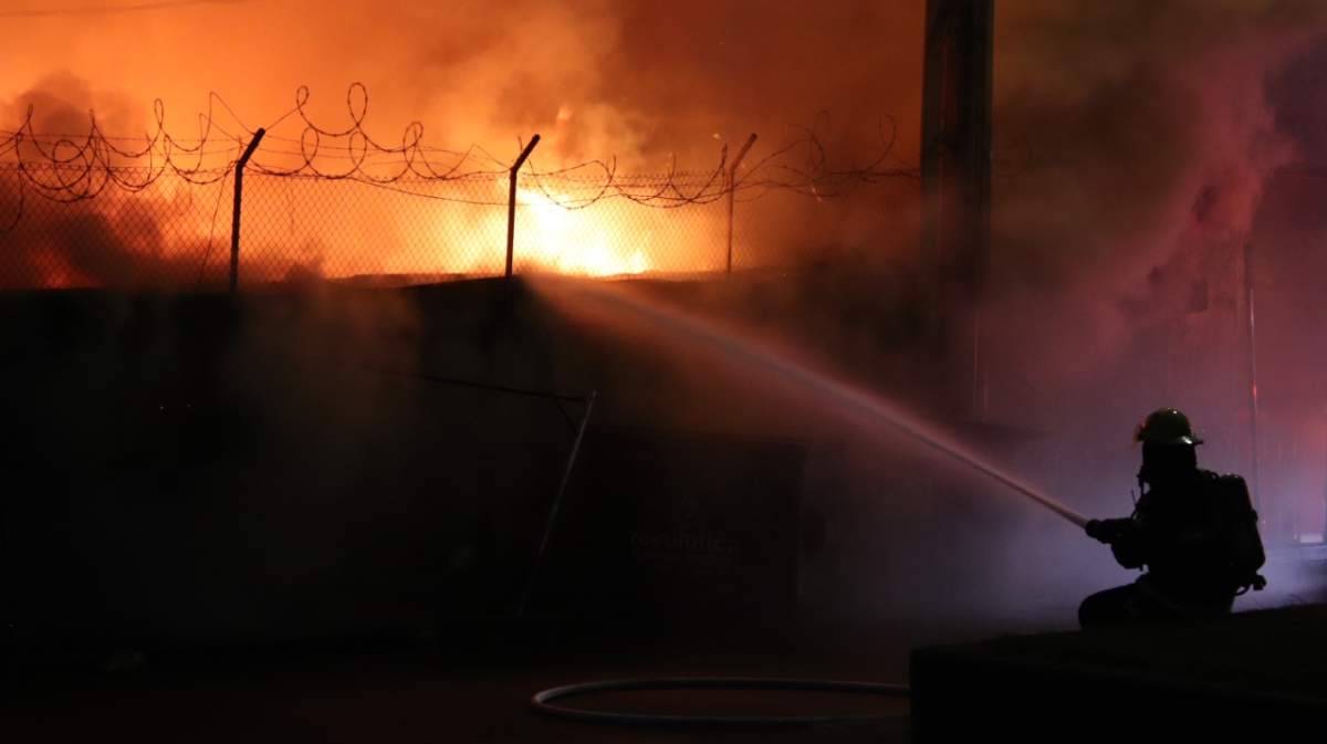 Fire crews battling a blaze at a nightclub that was under construction early Monday morning.