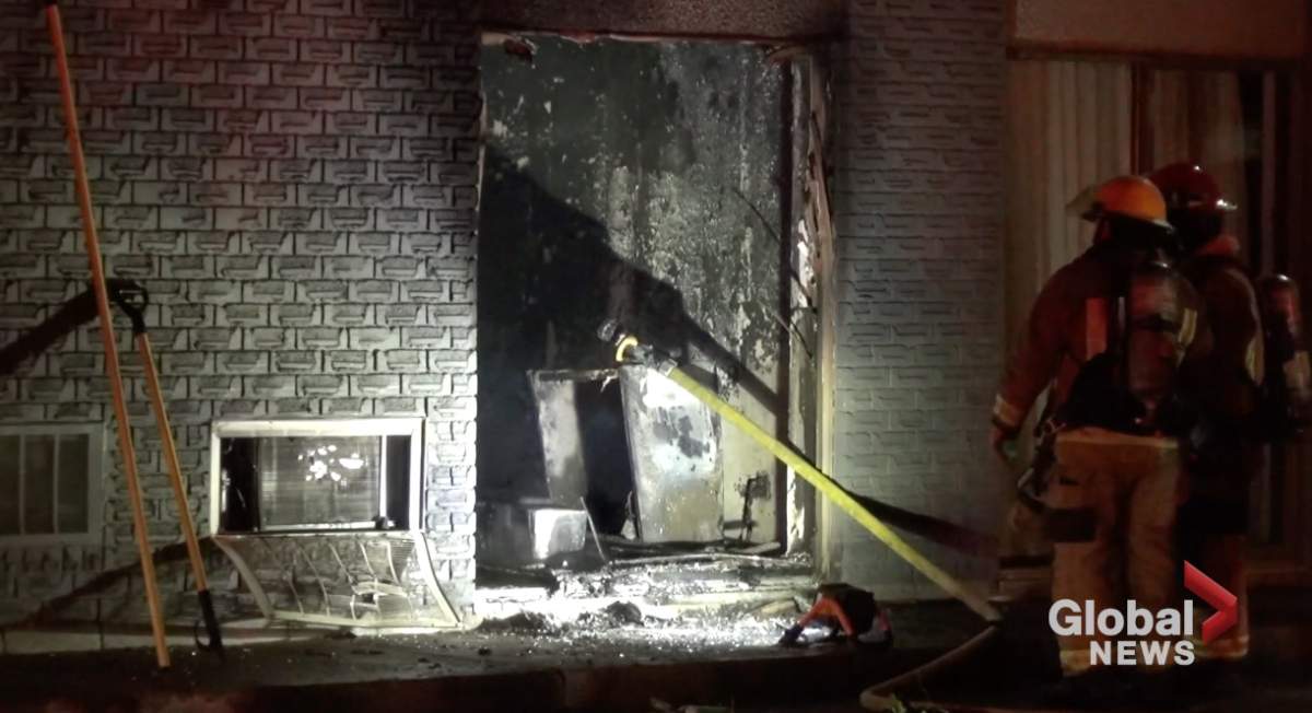 A fire broke out at a hotel room at the Quality Inn in Peterborough early Sunday.