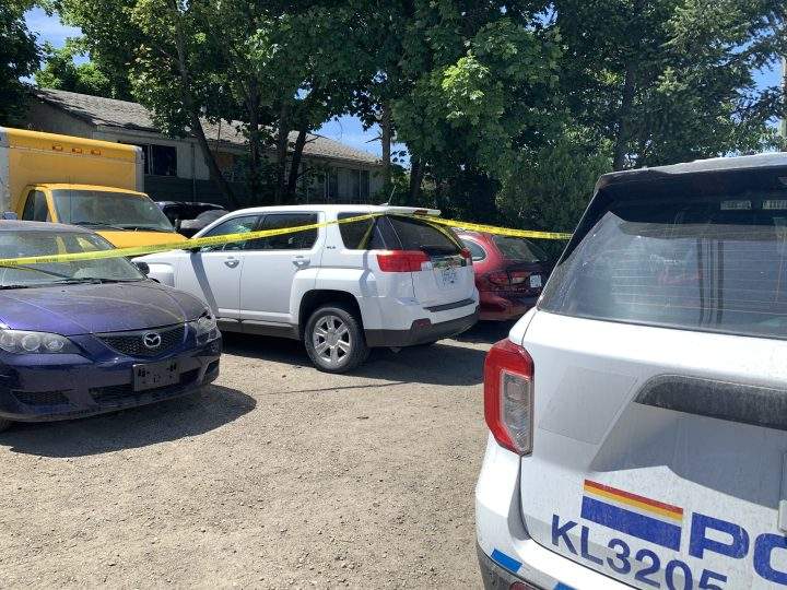 The house in the 3,400 block of Sexsmith Road was behind yellow police tape Monday. 