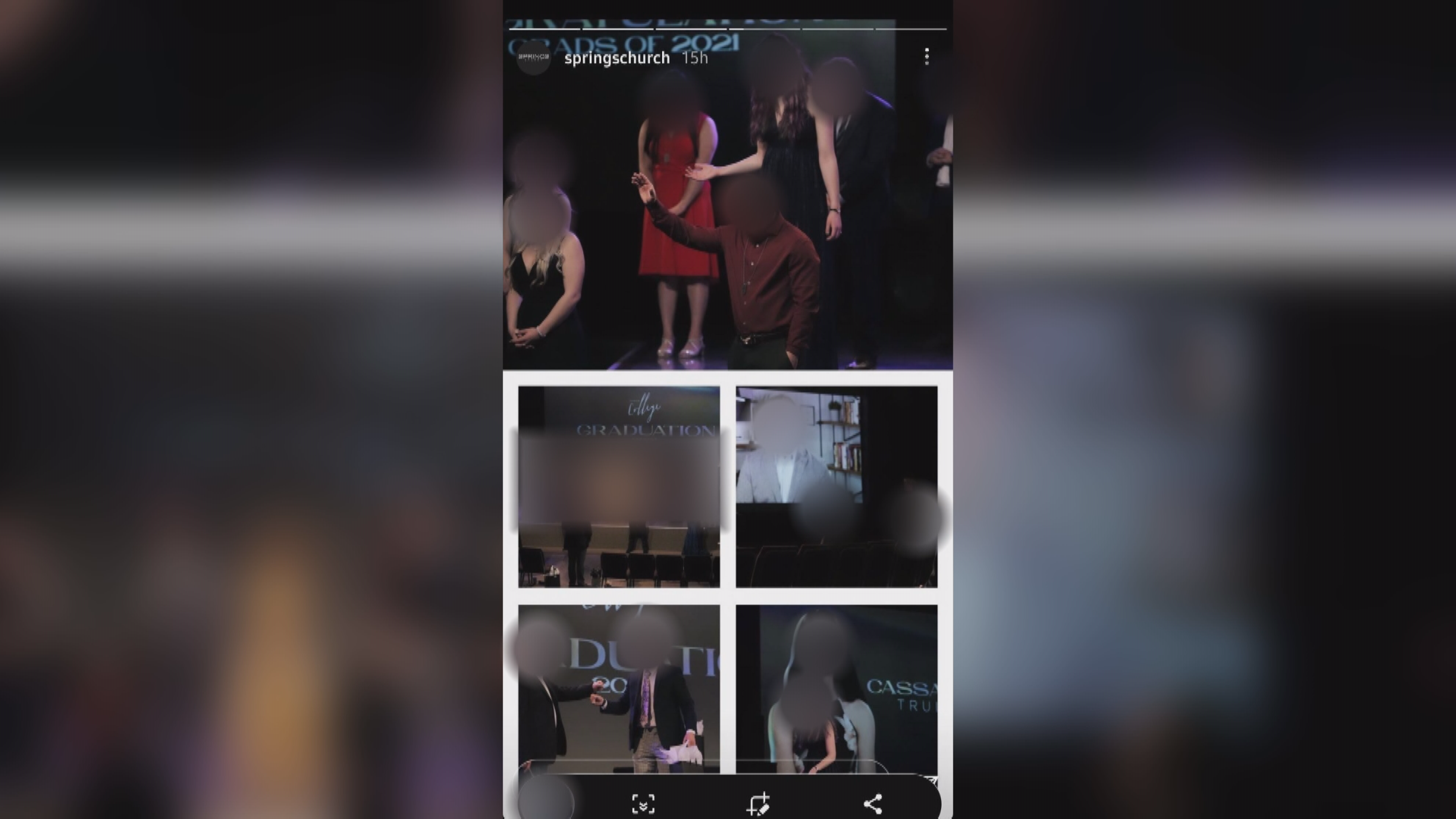 Social media screengrabs of a graduation ceremony at Springs Church in Winnipeg were circulating online Saturday.
