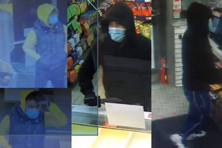 Calgary police are hoping to identify two men believed to be responsible for a string of convenience store robberies in March and April.
