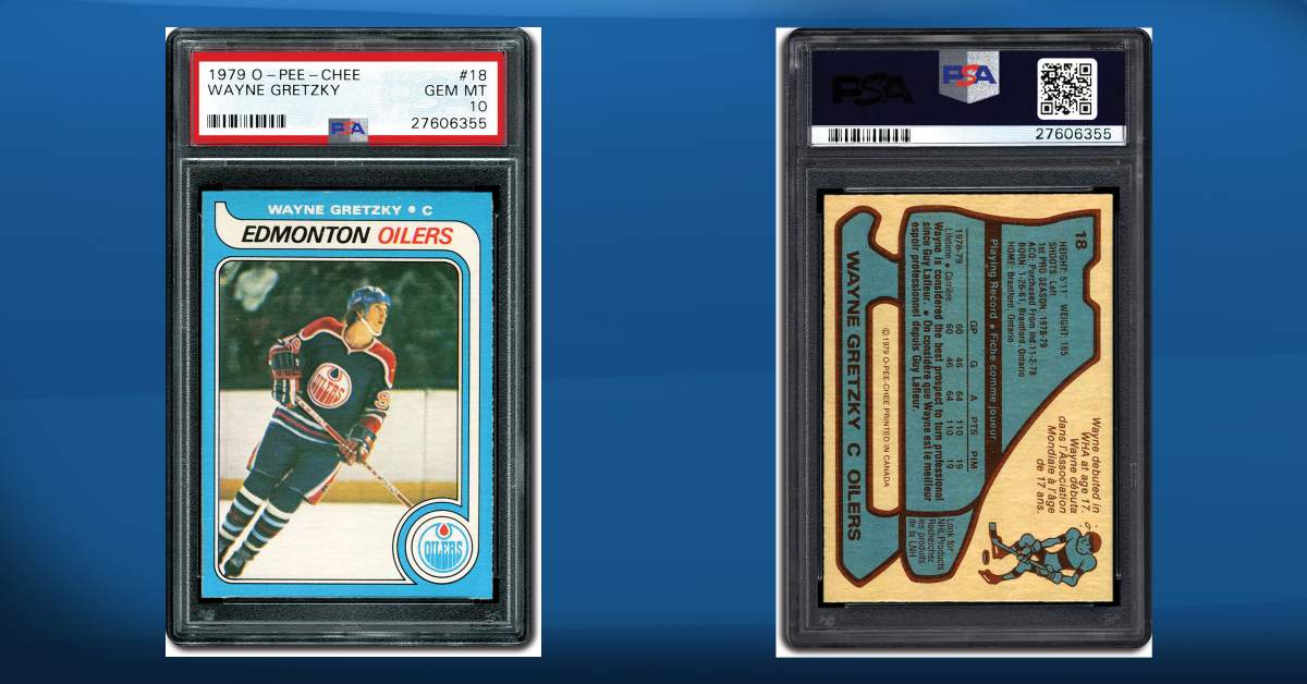 A 1979 O-Pee-Chee Wayne Gretzky rookie card sold by Heritage Auctions in May 2021.