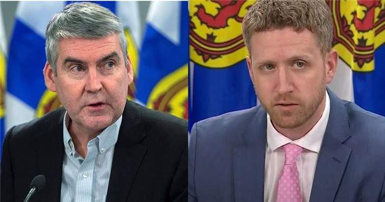 Former Nova Scotia Premier Stephen McNeil, left, and current Premier Iain Rankin. 